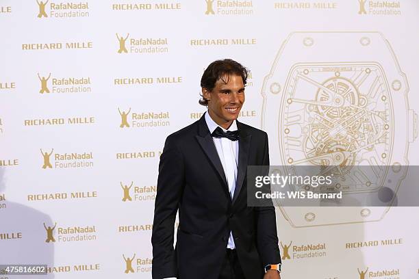 Rafael Nadal poses at the 1st Gala of his foundation Fudacion Rafa Nadal on may 23, 2015 in Paris, France.