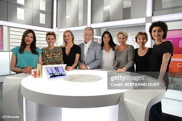 French TV host of the public media group France Television, William Leymergie , poses for a photo on June 4 in Paris on the set of Tele Matin, a...