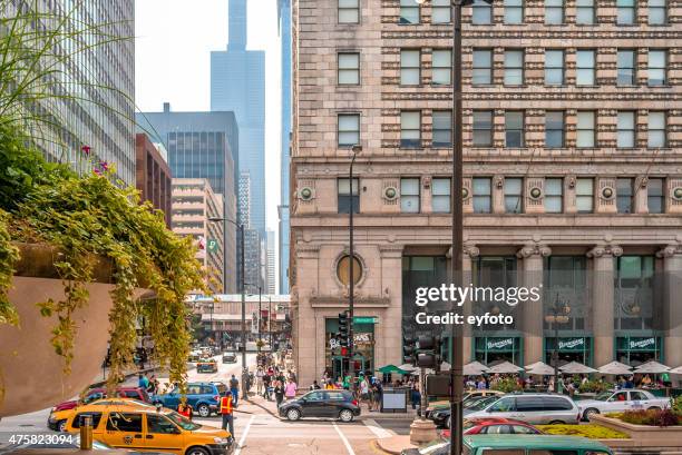 intersection of michigan ave and adams st, chicago - magnificent mile stock pictures, royalty-free photos & images