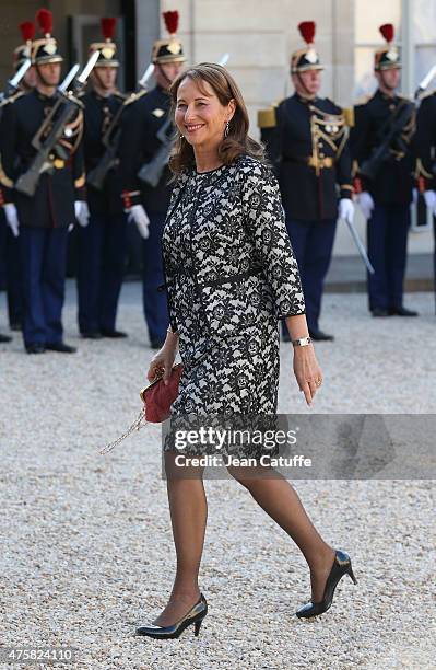 Segolene Royal arrives at the State Dinner offered by French President Francois Hollande in honor to the King and Queen of Spain at the Elysee Palace...