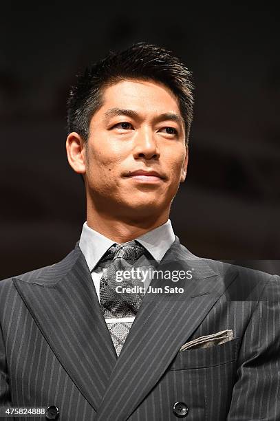 Akira of performing group Exile attends the 'Mad Max: Fury Road' Japan premiere at Tokyo Dome City Hall on June 4, 2015 in Tokyo, Japan.