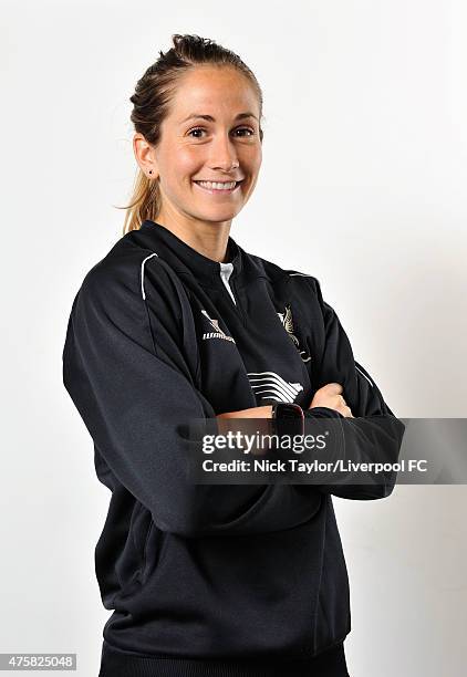 Ingrid Ryland of Norway and Liverpool Ladies poses during the Liverpool Ladies Women's World Cup photocall at Stobart Stadium Halton on May 7, 2015...