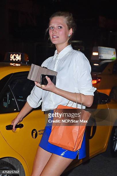 Toni Garrn is seen on June 3, 2015 in New York City.