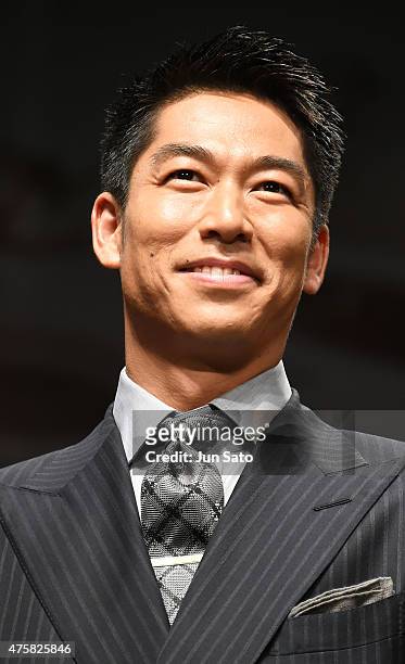 Akira of performing group Exile attends the 'Mad Max: Fury Road' Japan premiere at Tokyo Dome City Hall on June 4, 2015 in Tokyo, Japan.