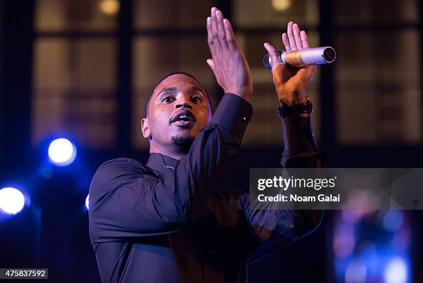 Singer-songwriter Trey Songz performs onstage during the Moet Nectar Imperial Rose x Marcelo Burlon Launch Event at Cipriani Downtown on June 3, 2015...