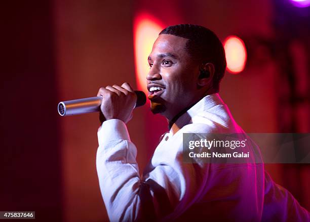 Singer-songwriter Trey Songz performs onstage during the Moet Nectar Imperial Rose x Marcelo Burlon Launch Event at Cipriani Downtown on June 3, 2015...