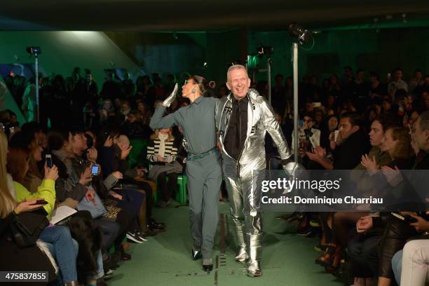 Bianca Li and Jean Paul Gaultier walk the runway during the Jean Paul Gaultier show as part of the Paris Fashion Week Womenswear Fall/Winter...