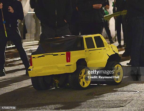 Transformer Car Bumble Bee is seen on the set of "Teenage Mutant Ninja Turtles 2 Half Shell in Chian Town on June 3, 2015 in New York City.