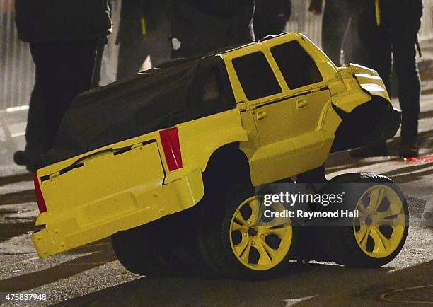 Transformer Car Bumble Bee is seen on the set of "Teenage Mutant Ninja Turtles 2 Half Shell in Chian Town on June 3, 2015 in New York City.