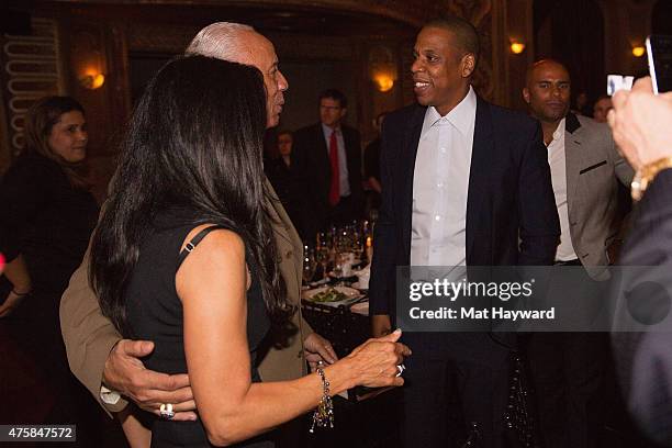 Hall Of Fame coach Lenny Wilkens and Jay Z attend the Canoche Benefit for the RC22 Foundation hosted by Robinson Cano at the Paramount Theatre on...