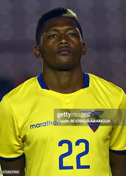 Ecuadorian national football team player Jonathan Gonzalez before a friendly match against Panama at the Rommel Fernandez stadium in Panama City, on...