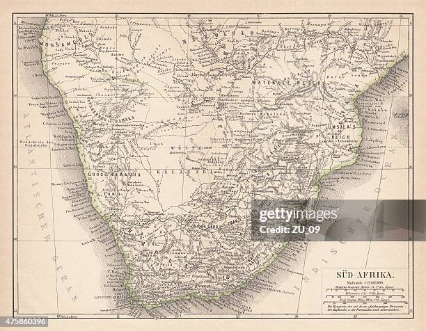 ilustrações, clipart, desenhos animados e ícones de mapa antigo da áfrica do sul, publicado em 1876 - áfrica meridional