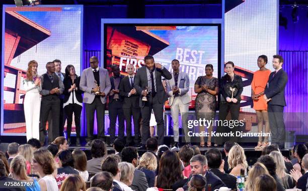 Actress Ahna O'Reilly, actor/producer Forest Whitaker, director Ryan Coogler, actors Michael B. Jordan and Octavia Spencer, and cast/crewmembers...