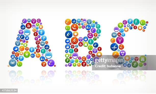 abc summer time fun and outdoors vector graphic - summer learning stock illustrations