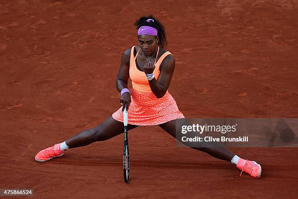 Serena Williams of the United States celebrates a point during her Women's Semi final match against Timea Bacsinszky of Switzerland on day twelve of...