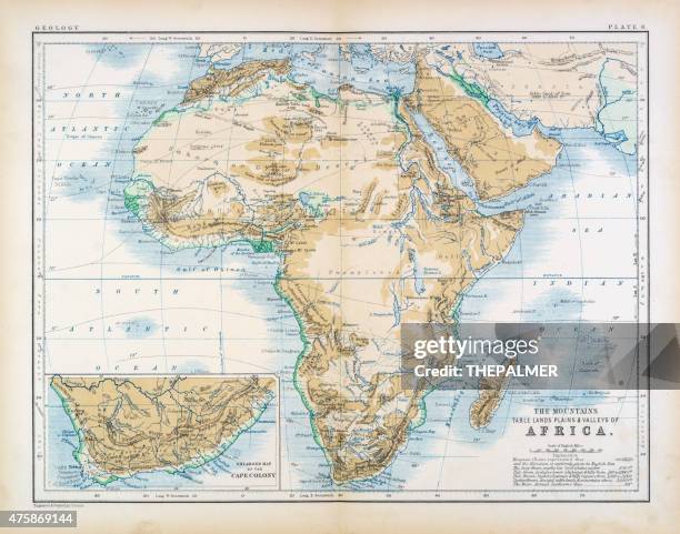map of africa 1861 - african savanna map stock illustrations