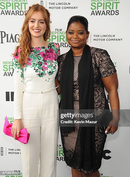 Ahna O'Reilly and Octavia Spencer attend the 2014 Film Independent Spirit Awards at Santa Monica Beach on March 1, 2014 in Santa Monica, California.