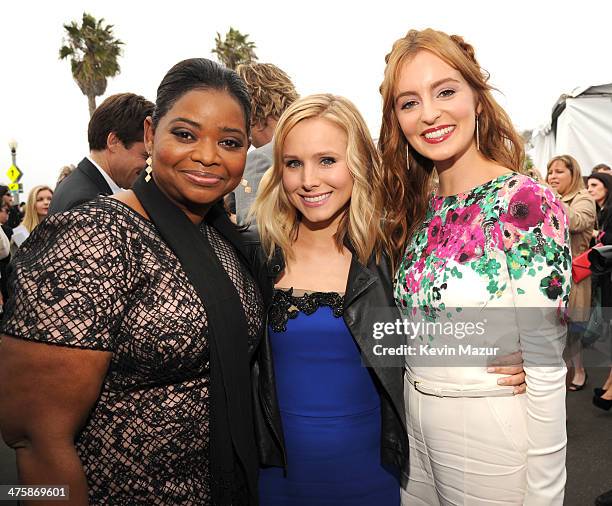 Octavia Specer, Kristen Bell and Ahna O'Reilly attend the 2014 Film Independent Spirit Awards at Santa Monica Beach on March 1, 2014 in Santa Monica,...