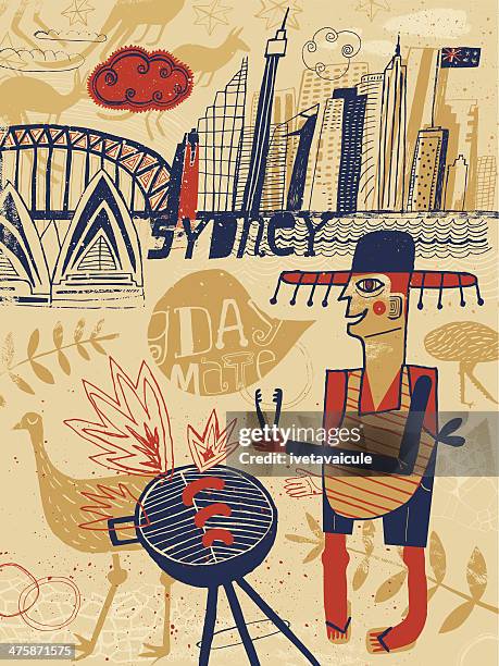 stockillustraties, clipart, cartoons en iconen met sydney, australia - sydney australia