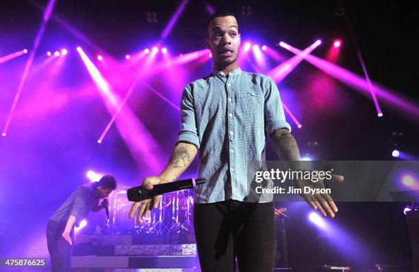 Harley Alexander-Sule of Rizzle Kicks performs live on stage at the Hammersmith Apollo, on March 1, 2014 in London, United Kingdom.