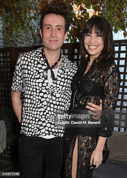 Nick Grimshaw and Daisy Lowe attend a private dinner celebrating the launch of the Nick Grimshaw for TOPMAN collection at Odette's Primrose Hill on...