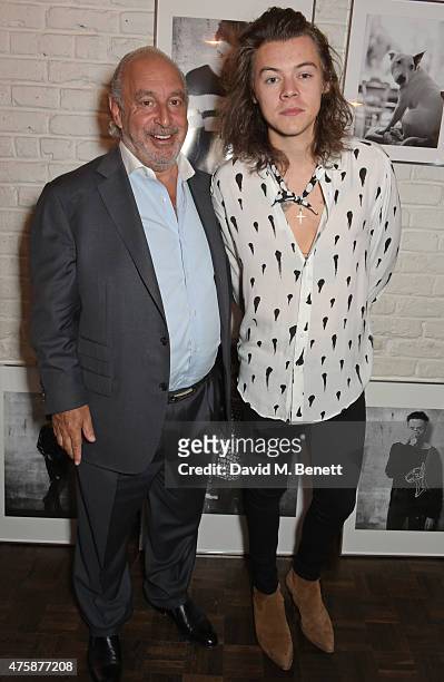 Sir Philip Green and Harry Styles attend a private dinner celebrating the launch of the Nick Grimshaw for TOPMAN collection at Odette's Primrose Hill...
