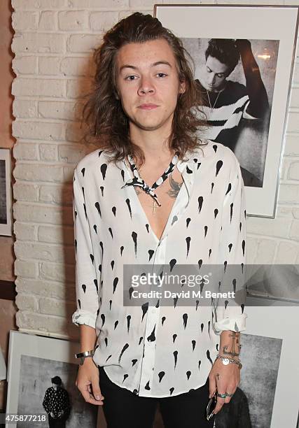Harry Styles attends a private dinner celebrating the launch of the Nick Grimshaw for TOPMAN collection at Odette's Primrose Hill on June 4, 2015 in...