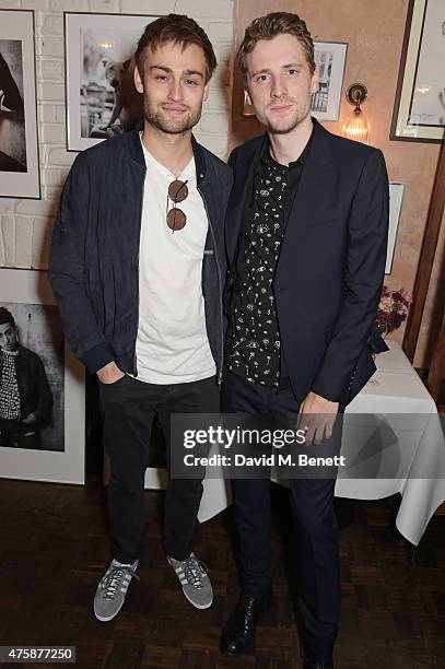 Douglas Booth and George Barnett attend a private dinner celebrating the launch of the Nick Grimshaw for TOPMAN collection at Odette's Primrose Hill...