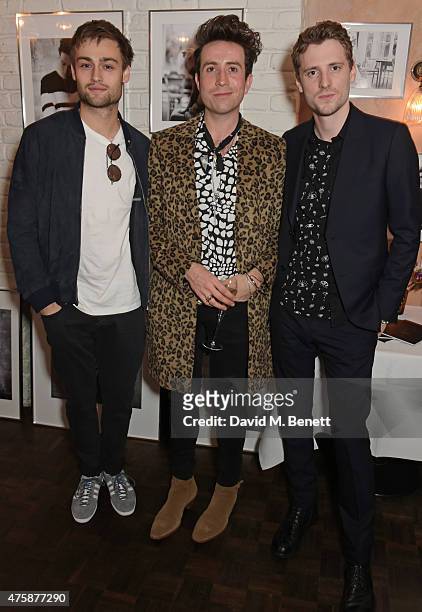 Douglas Booth, Nick Grimshaw and George Barnett attend a private dinner celebrating the launch of the Nick Grimshaw for TOPMAN collection at Odette's...