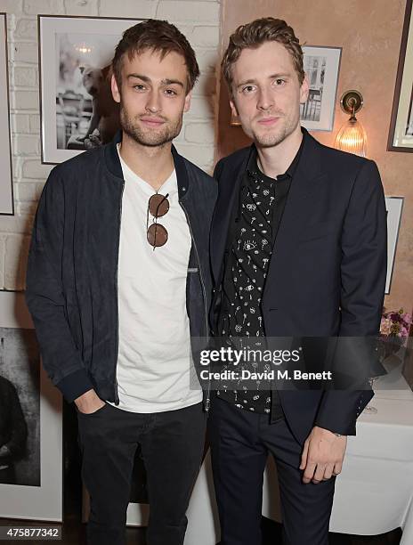 Douglas Booth and George Barnett attend a private dinner celebrating the launch of the Nick Grimshaw for TOPMAN collection at Odette's Primrose Hill...