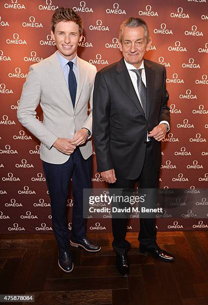 Eddie Redmayne and Stephen Urquhart attend a VIP dinner hosted by OMEGA President Stephen Urquhart in honour of new international OMEGA ambassador...