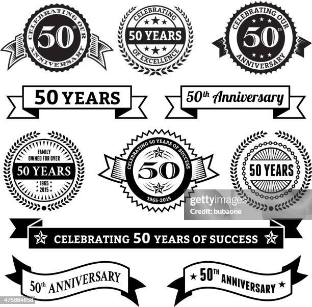fifty year anniversary vector badge set royalty free vector background - number 50 stock illustrations