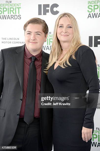 Michael Gandolfini and Marcy Wudarski attend the 2014 Film Independent Spirit Awards on March 1, 2014 in Santa Monica, California.