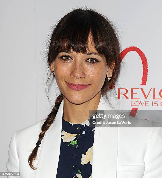 Actress Rashida Jones attends Revlon's celebration of achievements in cancer research at Four Seasons Hotel Los Angeles at Beverly Hills on June 3,...