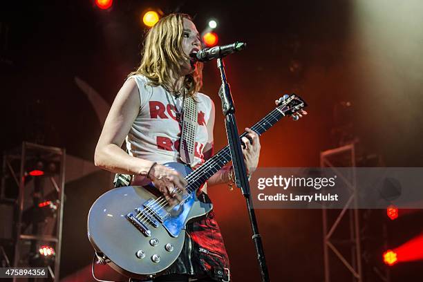 Lzzy Hale performing with her band " Halestorm". They were headlining at the Fillmore Auditorium in Denver, Colorado on June 2, 2015.