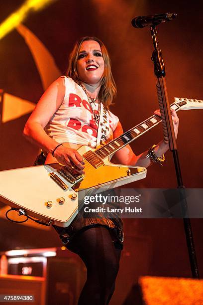 Lzzy Hale performing with her band " Halestorm". They were headlining at the Fillmore Auditorium in Denver, Colorado on June 2, 2015.