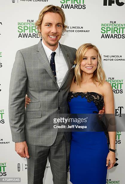 Actors Dax Shepard and Kristen Bell attend the 2014 Film Independent Spirit Awards at Santa Monica Beach on March 1, 2014 in Santa Monica, California.