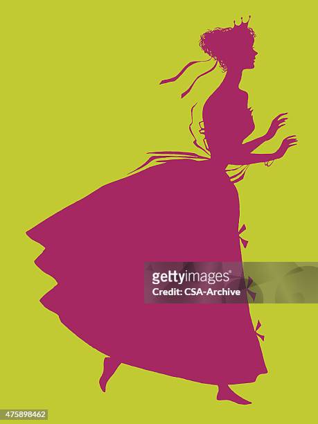 silhoutte of woman - cinderella stock illustrations