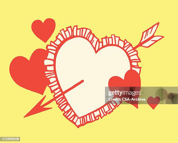 bildbanksillustrationer, clip art samt tecknat material och ikoner med hearts and arrow - virkad duk