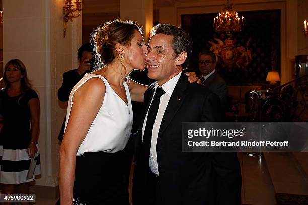 Maud Fontenoy and Nicolas Sarkozy attend the Charity Dinner benefit the Maud Fontenoy Foundation for Preserve Oceans at Hotel Bristol on June 4, 2015...
