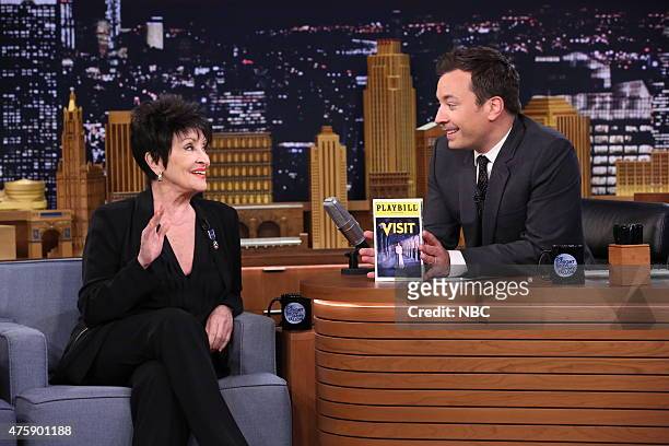 Episode 0273 -- Pictured: Actress Chita Rivera during an interview with host Jimmy Fallon on June 4, 2015 --