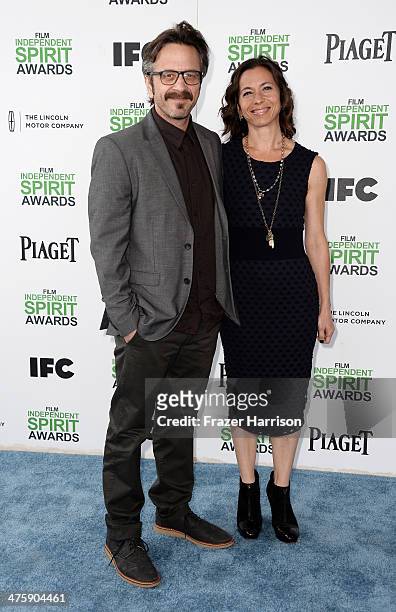 Marc Maron and Actress Moon Zappa attend the 2014 Film Independent Spirit Awards at Santa Monica Beach on March 1, 2014 in Santa Monica, California.