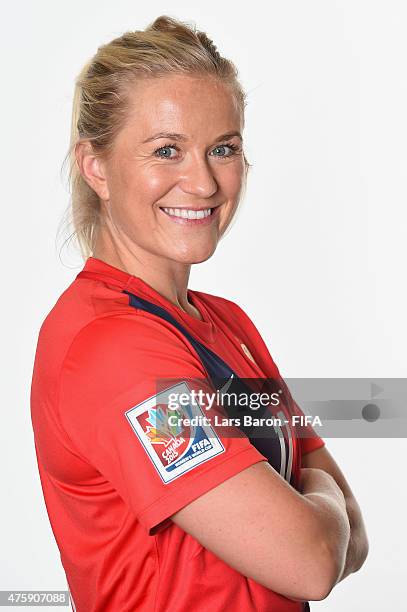 Lene Mykjaland of Norway poses during the FIFA Women's World Cup 2015 portrait session at Fairmont Chateau Laurier on June 3, 2015 in Ottawa, Canada.
