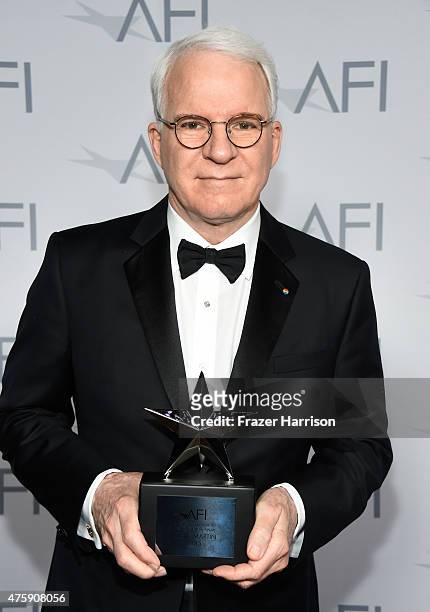 Honoree Steve Martin poses backstage during the 43rd AFI Life Achievement Award Gala honoring Steve Martin at Dolby Theatre on June 4, 2015 in...