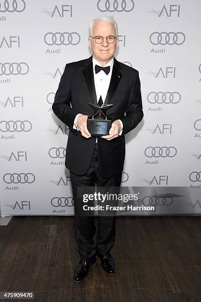 Honoree Steve Martin poses backstage during the 43rd AFI Life Achievement Award Gala honoring Steve Martin at Dolby Theatre on June 4, 2015 in...