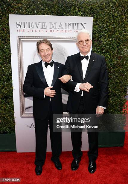 Actor Martin Short and honoree Steve Martin attend the 43rd AFI Life Achievement Award Gala honoring Steve Martin at Dolby Theatre on June 4, 2015 in...