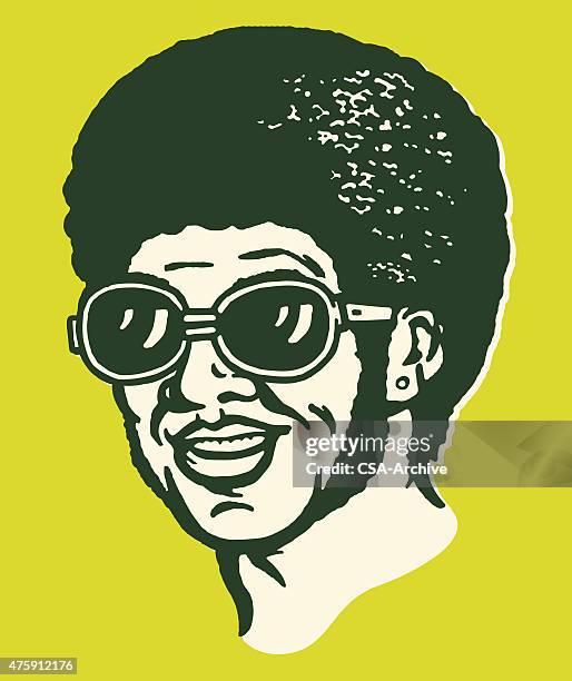 man with afro wearing sunglasses - man sunglasses stock illustrations