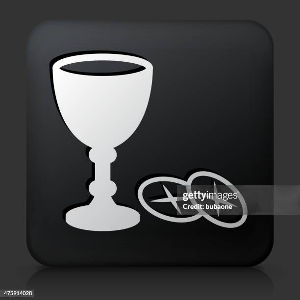 black square button with christian drink - wine glass reflection stock illustrations