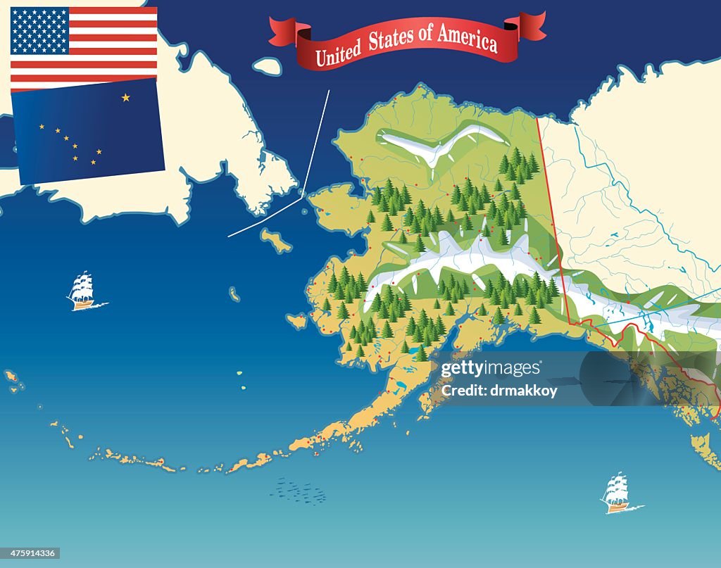 Cartoon map of Alaska
