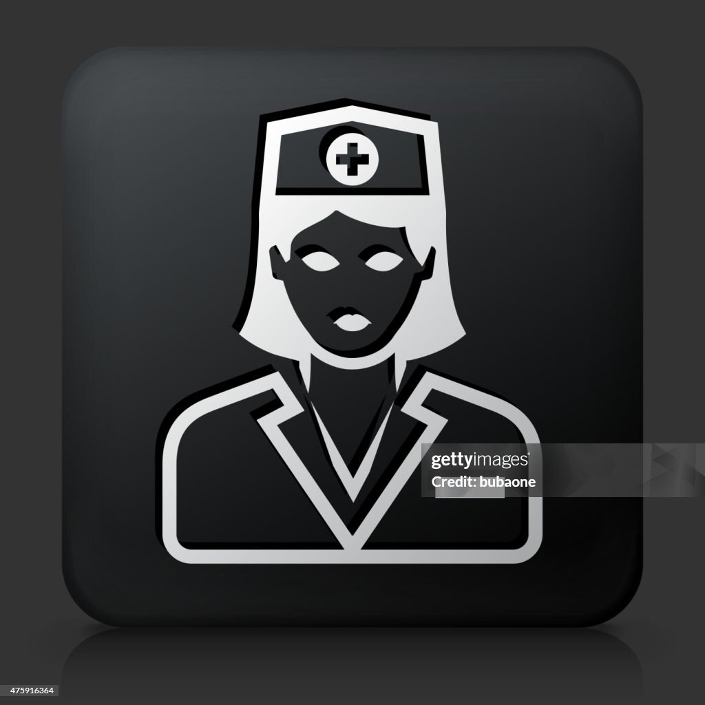 Black Square Button with Doctor Icon